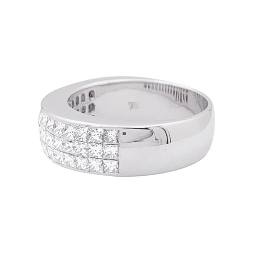 Bague 53 Bague pavage or blanc, diamants princesse. 58 Facettes 33993