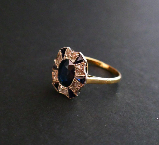 Bague Bague Art Déco Saphir et Diamants 58 Facettes