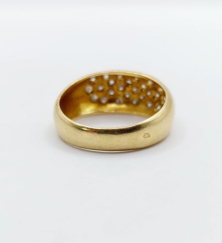 Bague 52.5 Bague jonc bombée or jaune 18k pavé 0,65 carats de diamants taille brillant 58 Facettes A04886