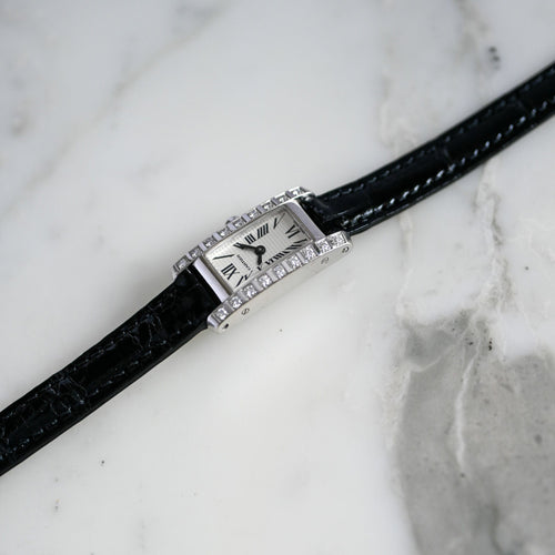 Montre CARTIER - Montre Tank Allongée Mini or blanc 58 Facettes