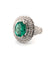 Bague 54 Bague en or blanc spectaculaire et superbe avec émeraude centrale et diamants environnants 58 Facettes