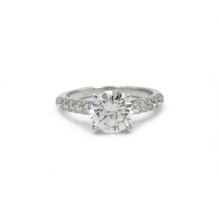 Bague 48 Solitaire accompagné or blanc diamants - 1,51 carat D VS1 58 Facettes 240329R