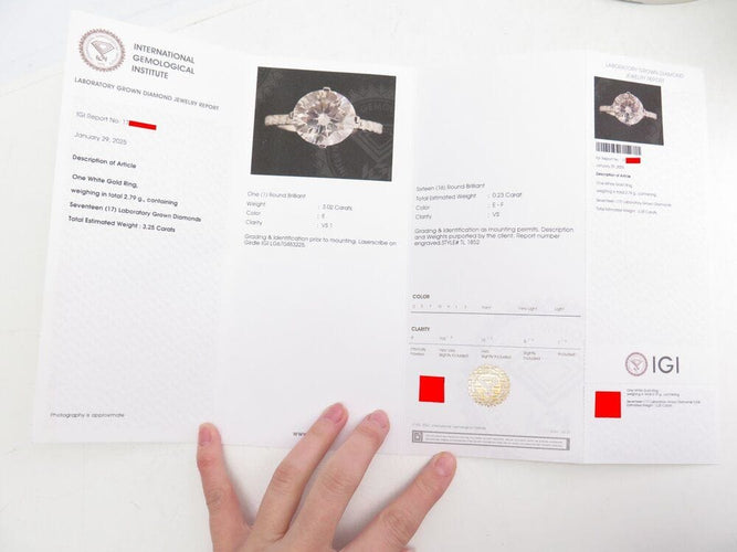 Bague 52 bague diamant solitaire 3.25 ct 52 en or blanc 18k certificat 58 Facettes 266703