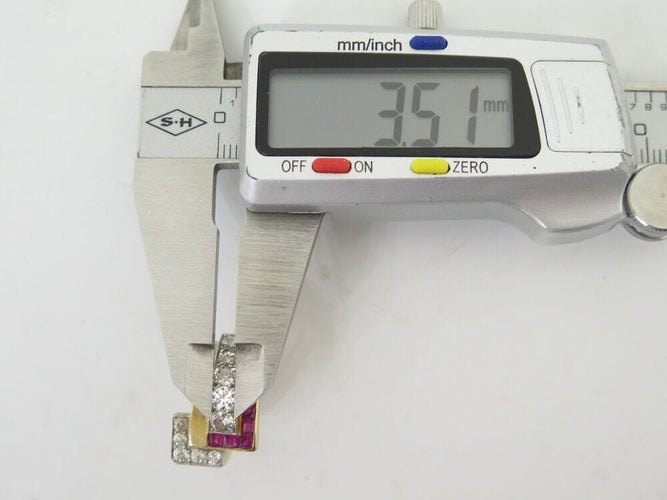 Bague 50 bague tank art deco sertie diamants 1.1ct rubis t50 en or jaune platine 8gr 58 Facettes 269295