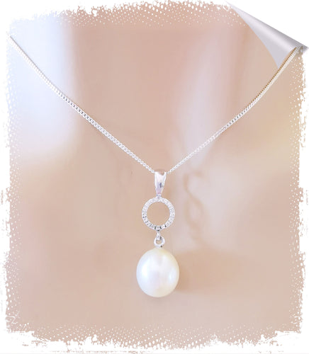 Pendentif Pendentif Perle de Culture Diamants  Or Blanc 58 Facettes AB 1081