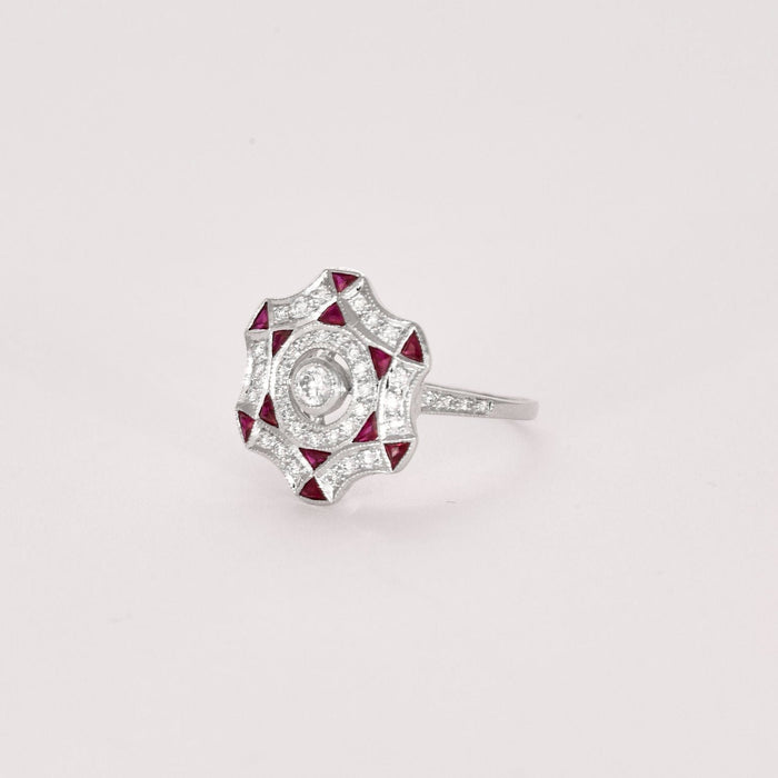 Bague 54 Bague style Art Déco diamants rubis 58 Facettes