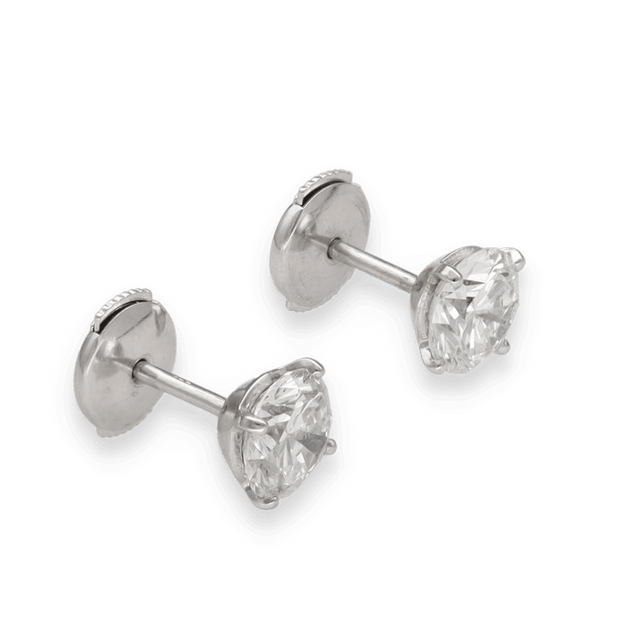 Boucles d'oreilles Puces d'oreilles en or blanc avec diamants taille brillant 58 Facettes