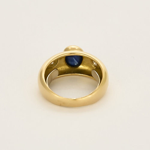 Bague 55 Bague jonc en or jaune, saphir et diamants 58 Facettes COG04412