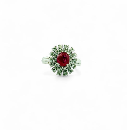 Bague 52 Bague en or blanc diamants et rubis 58 Facettes