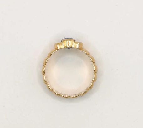 Bague 51 Bague Godronnée vintage or jaune sertie d'un saphir de Ceylan 58 Facettes