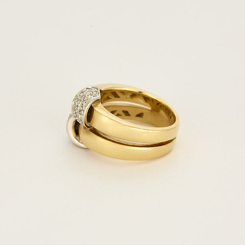 Bague 55 Bague en or jaune, or blanc et diamants 58 Facettes REU0861