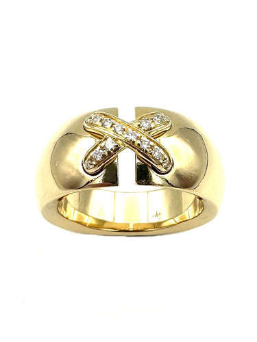 Bague 56 CHAUMET. Collection "Liens", bague or jaune 18K et diamants 58 Facettes