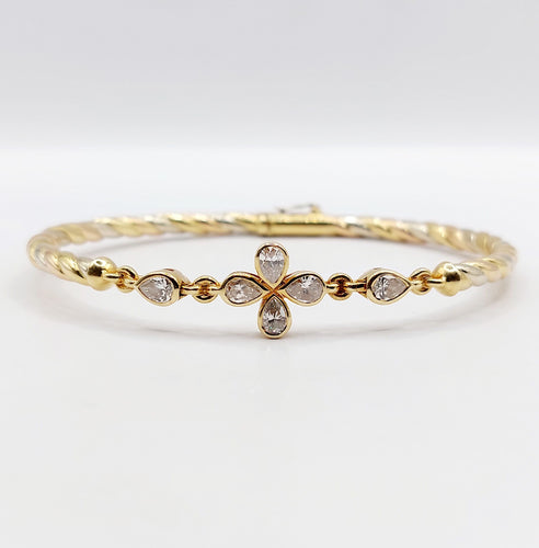 Bracelet Bracelet art déco trois or jaune torsadé et diamants 58 Facettes A05734