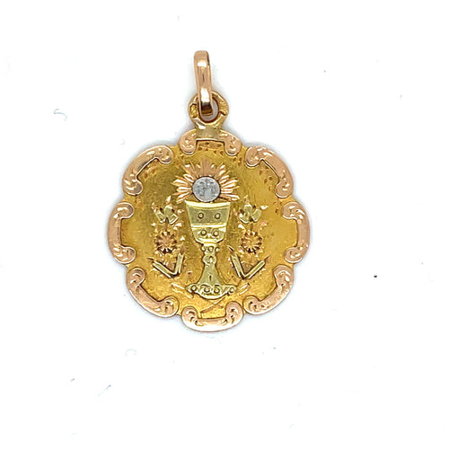 Pendentif Médaille Ancienne Calice 3 Ors 58 Facettes