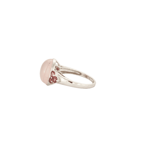 Bague 53 Bague or blanc quartz rose et tourmalines 58 Facettes