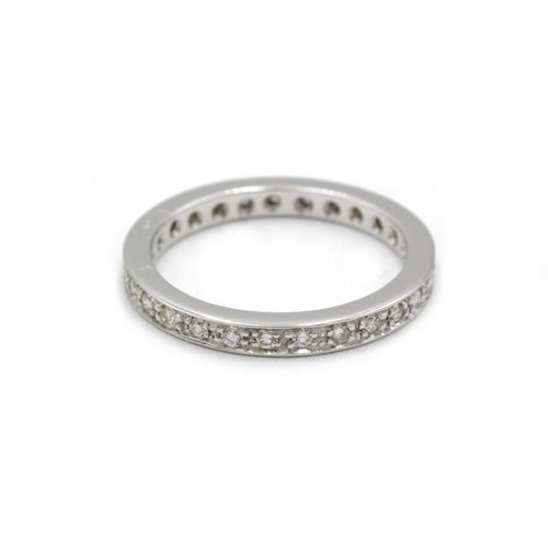 Bague 56 Alliance or blanc diamants 58 Facettes 220508R