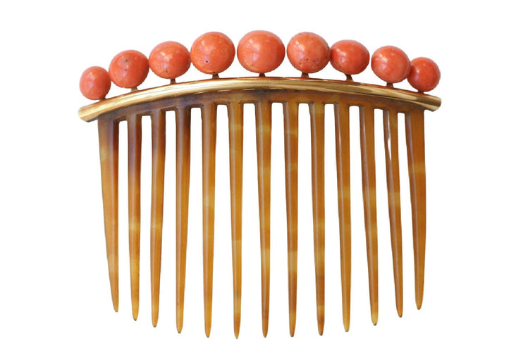 Peigne à Cheveux Ancien Corail Or Jaune 58 Facettes