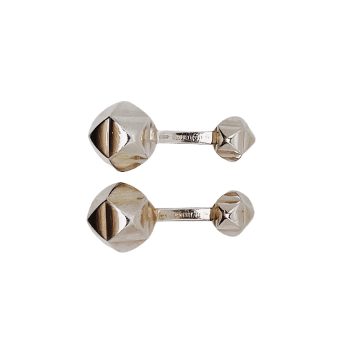 Boutons de manchette HERMES - Boutons de manchette en argent 58 Facettes LMB-297
