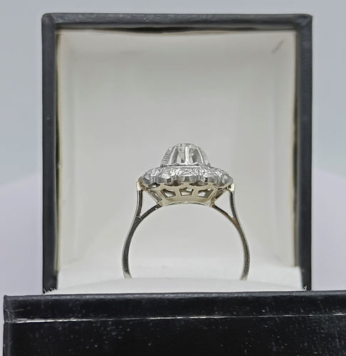 Bague 53 Bague Marguerite fleur vintage sertie de diamants en or 18k et platine 58 Facettes