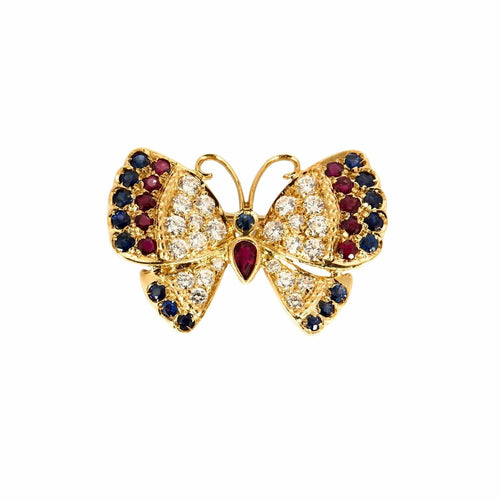 Broche Broche Papillon or jaune, saphirs, rubis 58 Facettes LP958/16
