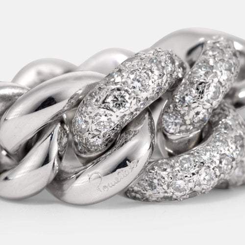 Bague 52 POMELLATO - Bague Catene en or blanc et diamants 58 Facettes