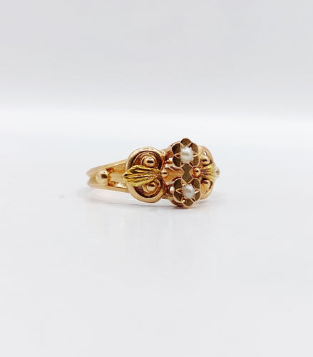 Bague 55 Bague toi et moi art nouveau en or rose 18k et perles 58 Facettes A06499