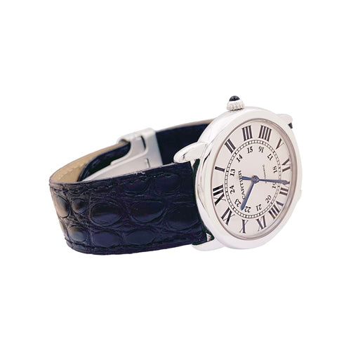 Montre Montre Cartier, "Ronde Solo", acier, cuir. 58 Facettes 34831