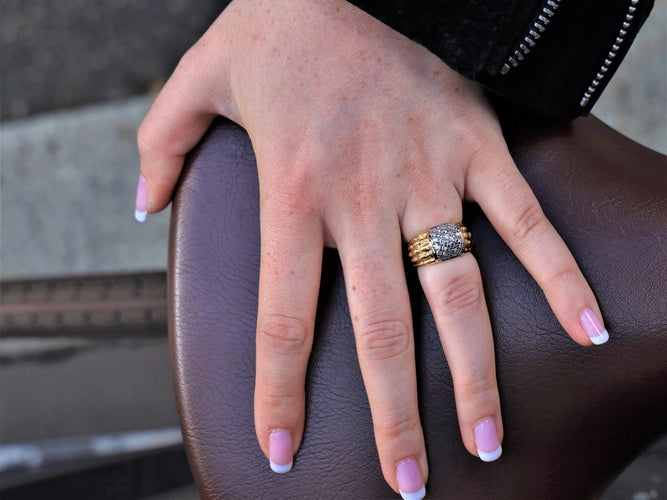 48 Bague Jonc Or jaune, Or blanc Diamant 58 Facettes 1649333CN