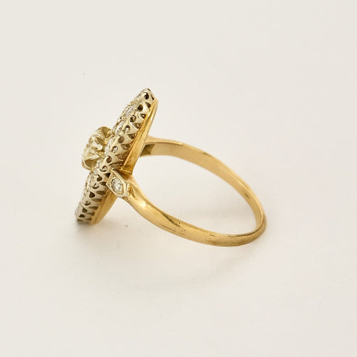 Bague 57 Bague en or jaune, blanc et diamants 58 Facettes ASN0490