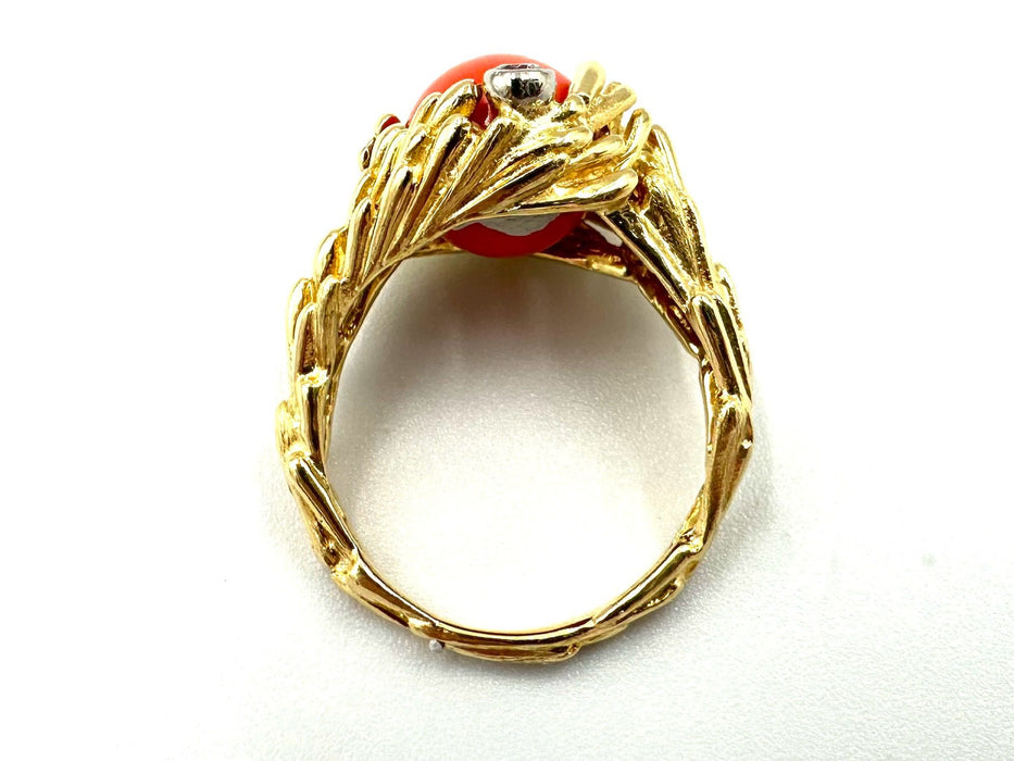 GILBERT ALBERT. Anello in oro giallo, diamante e perline intercambiabili