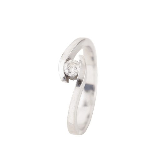 18-carat white gold ring Solitaire with a 0.16-carat diamond. 