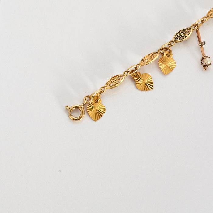 3-teiliges Armband aus Gold und Perlen