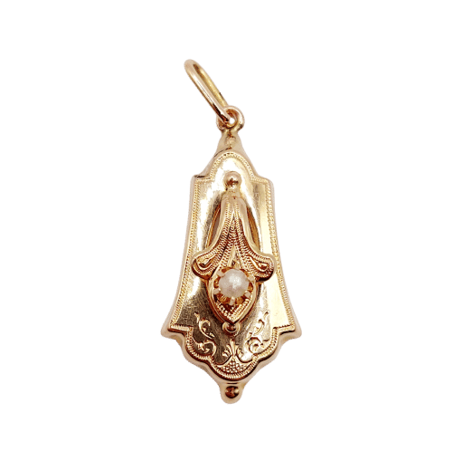 Pendentif Pendentif or rose et or jaune orné d'une perle (circa 1900) 58 Facettes A06293