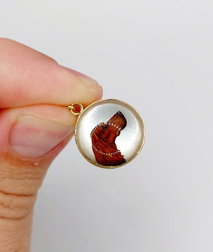 Pendentif Pendentif tête de chien en or jaune, cristal d'Essex (circa 1890) 58 Facettes A05538