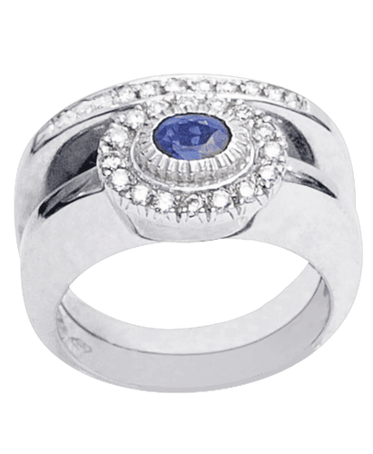 Bague alliance Or blanc 18K Saphir Diamants