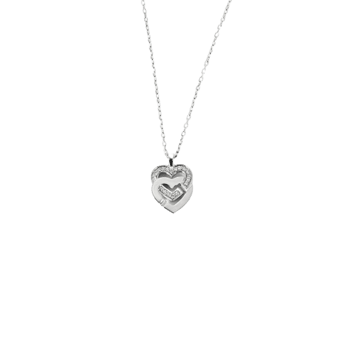 DINH VAN - Dvojité srdce - přívěsek z bílého zlata a diamantu