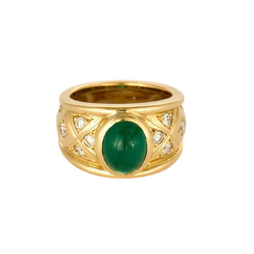 Bague 48 Bague jonc or jaune, émeraude et diamants 58 Facettes CAN11631