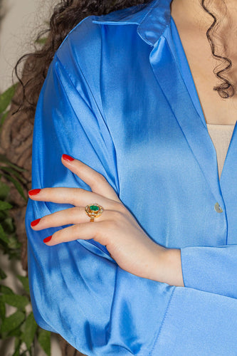 Bague 51 Bague Or jaune Emeraude, Diamant 58 Facettes 4354717CN