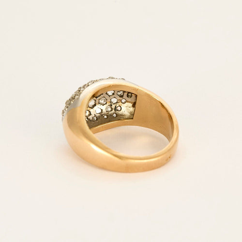 Bague 64 Bague en or jaune, platine et diamants taillés en rose. 58 Facettes CAL2430