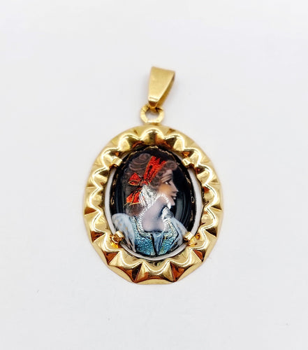 Pendentif Pendentif or rose plaque émaillée) 58 Facettes A05510