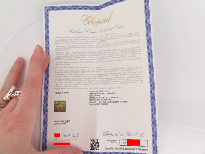 Collier collier CHOPARD pendentif happy  793087 or blanc 18k diamants 58 Facettes 267164