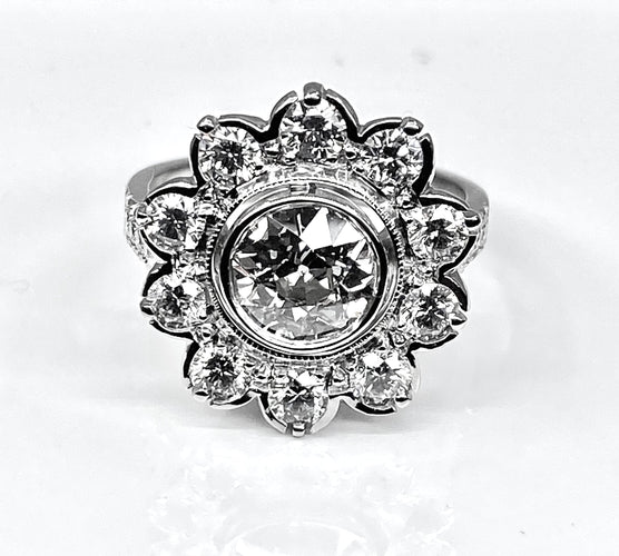 Bague 51 Bague marguerite en or blanc et diamant 58 Facettes AB332
