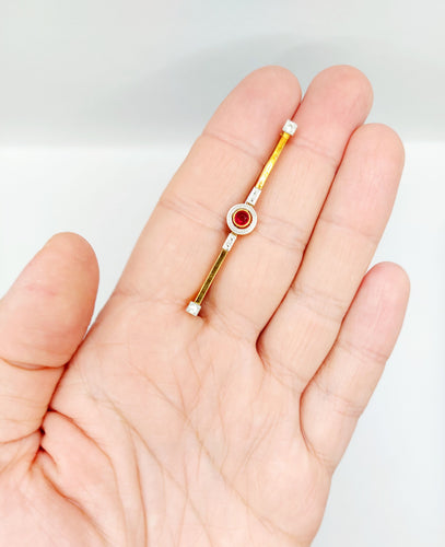 Broche barrette art déco en or 18k et pierre rouge 58 Facettes A06478