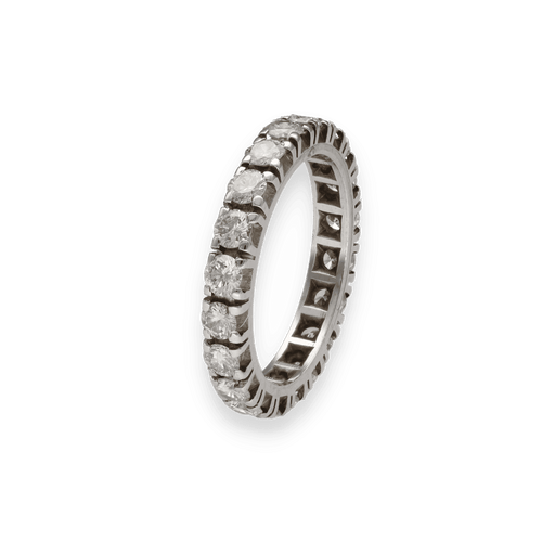 Bague 55 Alliance en or gris 18K avec 2,00 ct de diamants H-VS - Taille 55 - Sertie griffes 58 Facettes FB10651