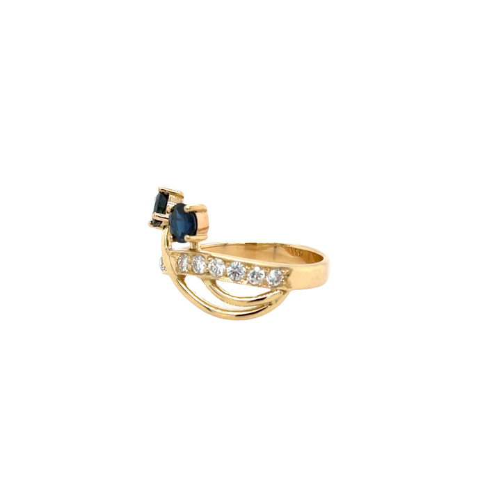 Yellow gold sapphire diamond ring