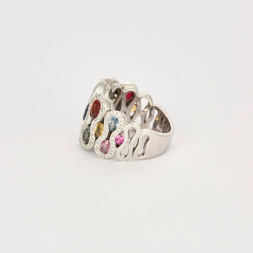 Bague 53.5 Bague or blanc TUTTI FRUTTI 58 Facettes LP1051/12