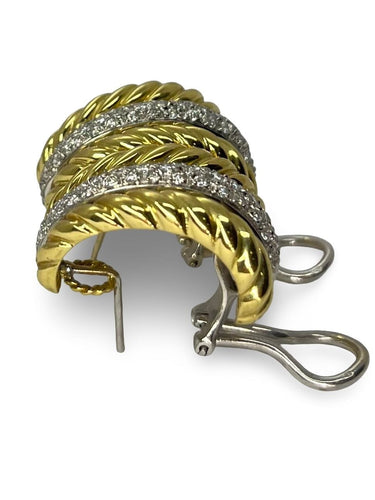 Boucles d'oreilles Boucles d'oreilles or jaune or blanc et diamants 0,40 ct 58 Facettes 00071301