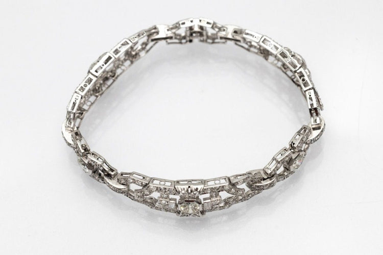 Bracelet Bracelet Art Déco unique en platine avec diamants 58 Facettes 10501