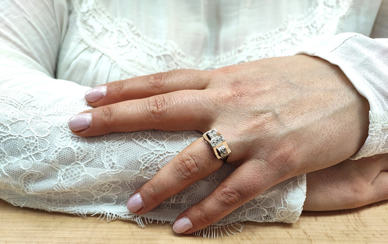 Bague 55 Bague Art Déco bicolore 58 Facettes Bag.Art-D.-1090