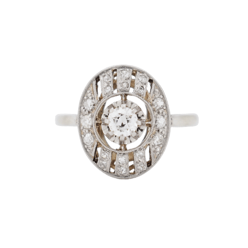 Bague 53 Bague Art Deco Or Blanc Platine et Diamants 58 Facettes 249-1